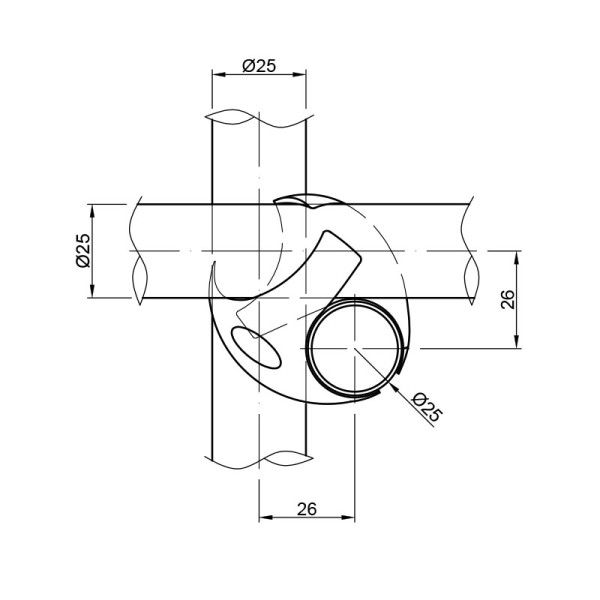Ф25 R-2/SX кріплення потрійне ліве, ДС