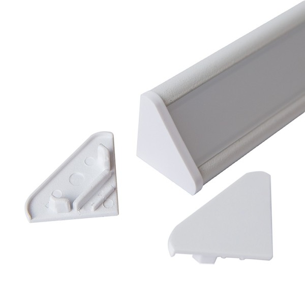 Профіль для LED-стрічки LUMINE, КУТОВИЙ-врізний, ЗАГЛУШКА біла