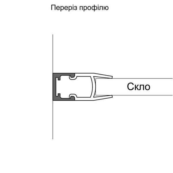 Профіль для скляних полиць 8мм, GLASS 3D, L = 3 м, алюміній, анодоване срібло