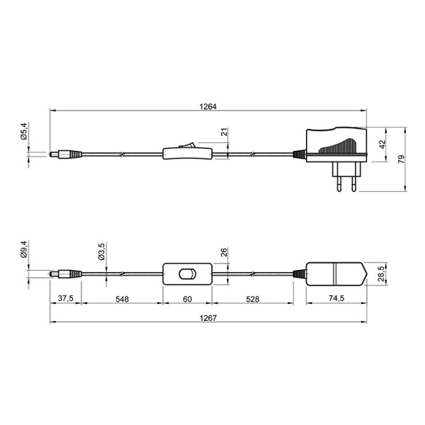 Блок жив. для LED "Lumin" (98604) адаптер 18W/12V/1,5A (1,5м, з вим.)