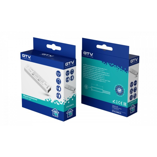 Вимикач сенсорний безконтактний AE-WBBUNI-10 білий (12V,24W) з регулюванням яскравості, GTV