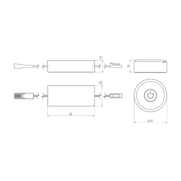 Вимикач REJS W08 сенсорний димерний бездротовий (12V, 60W) білий TR20.0024.05.013