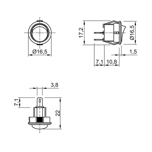 Вимикач Lumine 87504 кнопковий круглий, білий mini