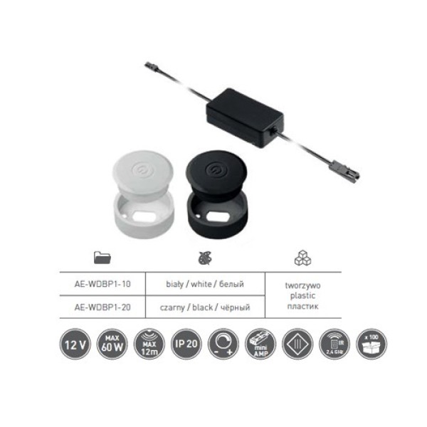 Вимикач сенсорний безпровідний AE-WDBP1-10 (12V/60W) білий, GTV