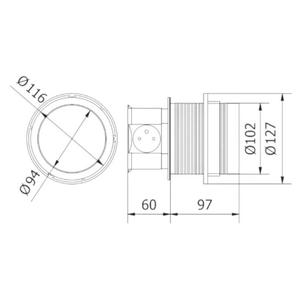 Подовжувач висувний COMFORT d-100 3 гнізда + 2USB AE-BPW3S100U-53, GTV
