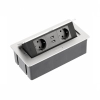 Подовжувач прямокутний SOFT 2 розетки +2USB AE-PBSUC2GS-53N алюміній, GTV