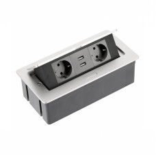 Подовжувач прямокутний SOFT 2 розетки +2USB AE-PBSUC2GS-53N алюміній, GTV