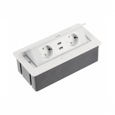 Подовжувач прямокутний SOFT 2 розетки +2USB AE-PBSUC2GS-10N білий, GTV