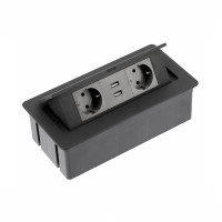 Подовжувач прямокутний SOFT 2 розетки +2USB AE-PBSUC2GS-20N чорний, GTV