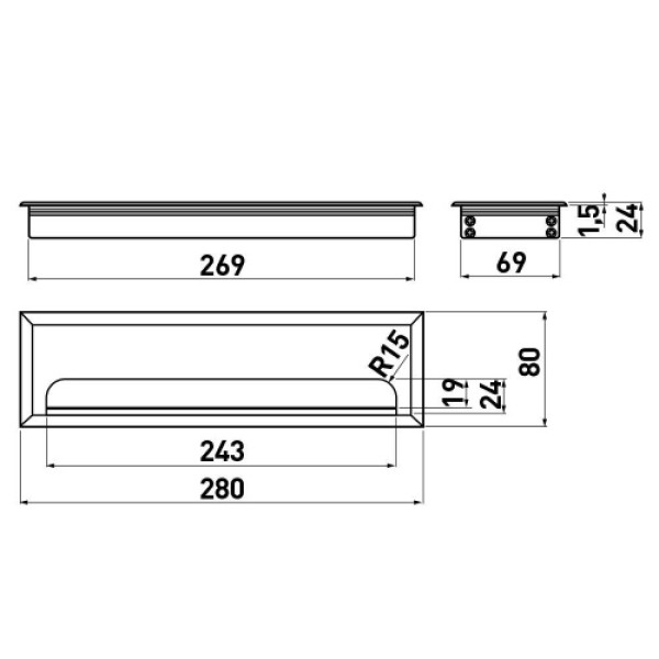 Заглушка  для проводів MERIDA 80x280 чорна GTV