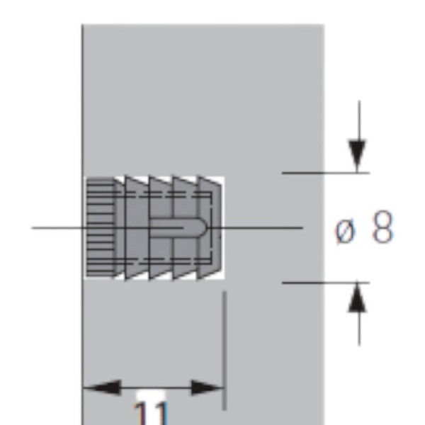 Муфта пластикова №49 Ø8мм для саморізів під Rastex 232T/243T (9015676) Hettich