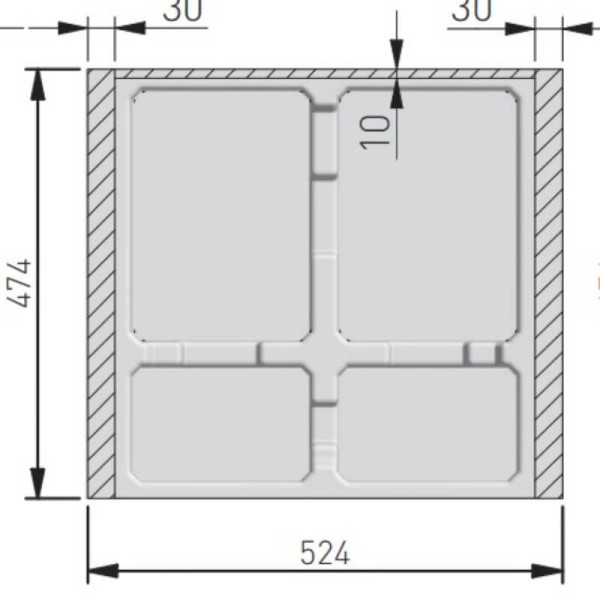 Відро для сміття, сегрегатор AxiSpace 600 1х15л + 2х7л (глибина 500мм), GTV