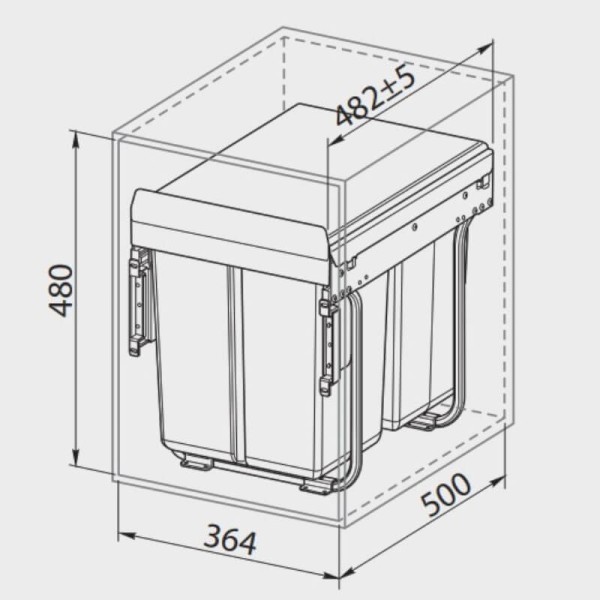 Відра для сміття, PB-45-MF202X10-60A (400) на телескопічних напр. з дотягом, з кріпл. фасаду, GTV