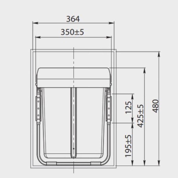 Відра для сміття, PB-45-MF202X10-60A (400) на телескопічних напр. з дотягом, з кріпл. фасаду, GTV