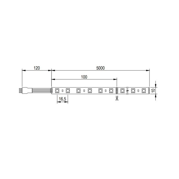 Світлодіодна LED стрічка 5050 SMD 60 LEDs/м 12V 14,4W/м, IP20 RGB
