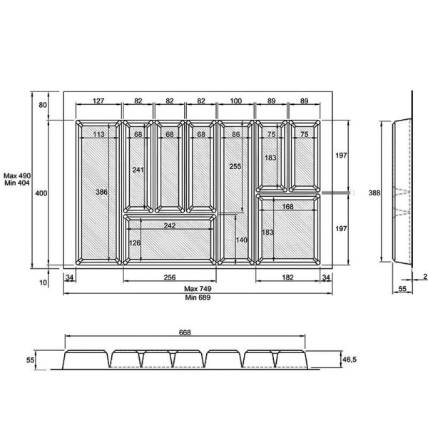 Лоток MULLER-TRAY білий 800мм (750х490)
