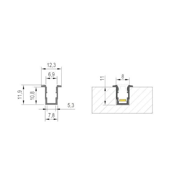 Профіль для LED-стрічки LUMINE, ВРІЗНИЙ SLIM L-3м анодов. чорний