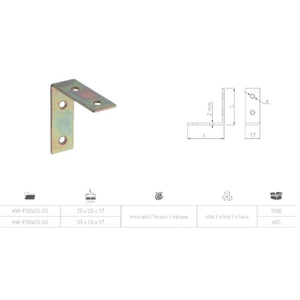 Кутник металевий FSC-04 50х50х17 GTV