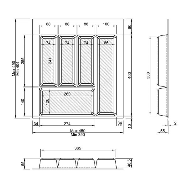 Лоток MULLER-TRAY антрацит 500мм (450х490)