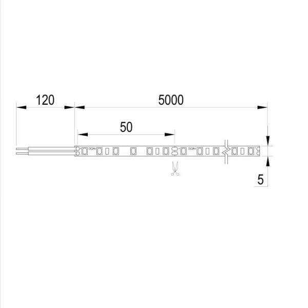 Світлодіодна LED стрічка SLIM 5мм 2835 SMD (4000K-4500K) 140 LEDs/м, 24V, 10W/м, (денне світло), 5м