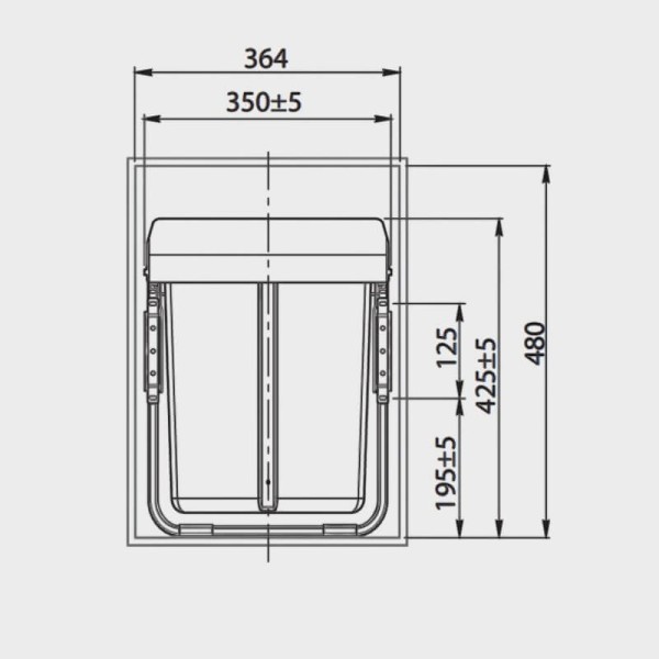 Відра для сміття, сегрегатор PB-45-MF002X20-60A (400) Practi Eco, з кріпл. фасаду, графіт, GTV