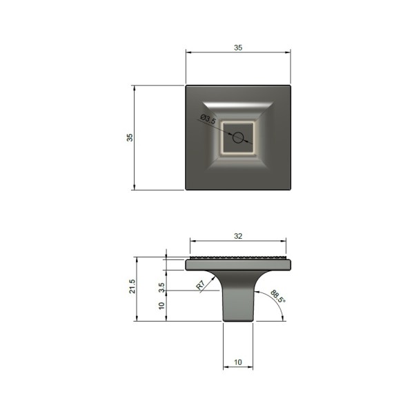 Ручка Citterio Giulio Knobs 35х35мм, чорний матовий